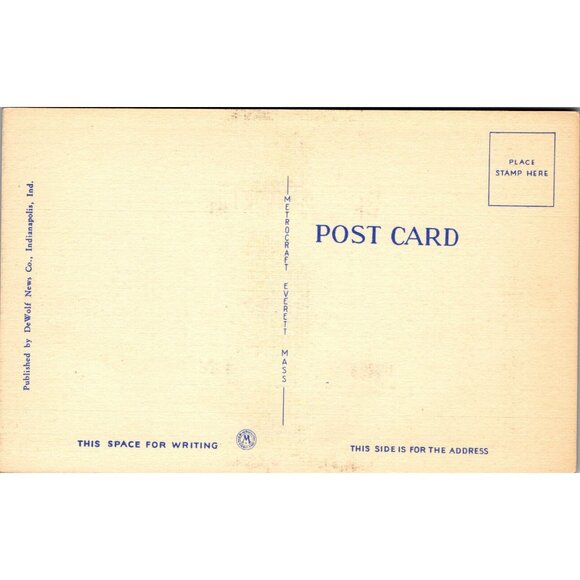 US Federal Building and Post Office Indianapolis Indiana Linen Unposted PC334 - Picture 2 of 2